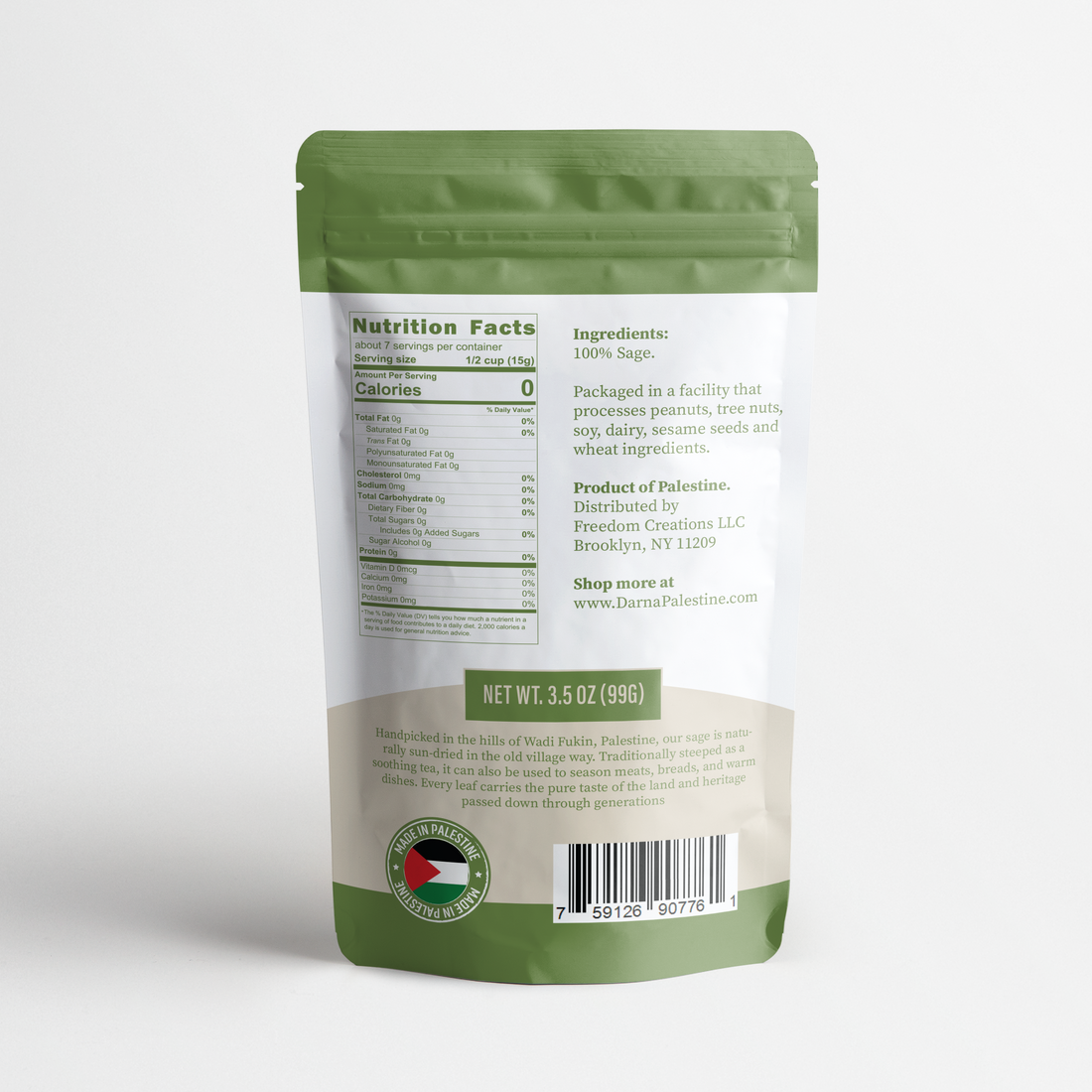 Palestinian Sage – 3.5 oz | Handpicked, Sun-Dried, Village Harvest
